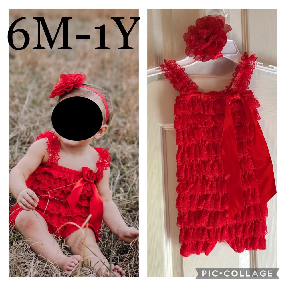 Vintage red lace romper worn once.